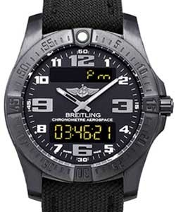 Professional Aerospace Evo 43mm in Black Titanium on Black Canvas Strap with Volcano Black Dial