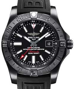 Avenger GMT II 43mm in Steel with PVD Coated Bezel on Black Rubber Strap with Black Dial