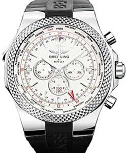 Bentley GMT Chronograph in Steel on Black Rubber Strap with Silver Dial
