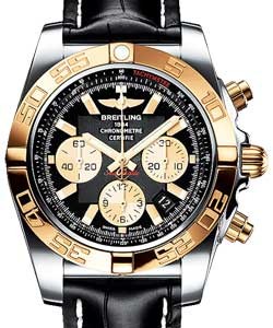 Chronomat 44 Chronograph 2-Tone in Steel with Rose Gold Bezel on Black Crocodile Leather Strap with Black Dial