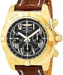 Chronomat Chronograph 43.7mm Automatic in Rose Gold on Brown Crocodile Leather Strap with Black Roman Dial