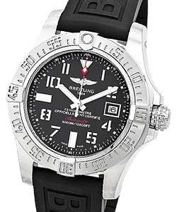 Avenger II Seawolf 45mm in Steel  on Black Rubber Strap with Black Arabic Dial