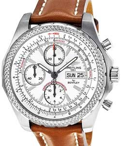 Bentley GT Racing Chronograph 44.8mm Automatic in Steel on Brown Leather Strap with Silver Dial