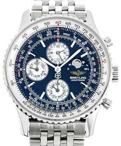 Navitimer Olympus Moonphase Chronograph  43mm in Steel on Steel Braclet with Blue Stick Dial