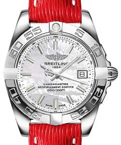Galactic 32 Quartz in Steel on Red Sahara Leather Strap with Mother Of Pearl Dial