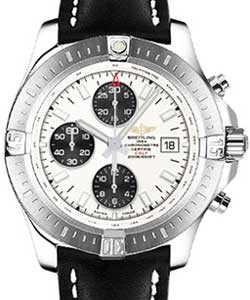 Colt Chronograph 44mm Automatic in Steel on Black Leather Strap with Silver Dial