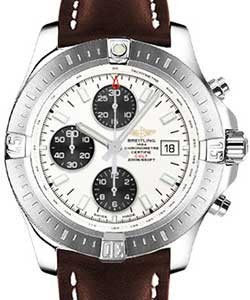 Colt Chronograph 44mm Automatic in Steel on Brown Calfskin Leather Strap with Stratus Silver Dial - Black Subdials
