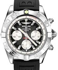 Chronomat 44 Chronograph in Steel on Black Rubber Strap with Black Dial