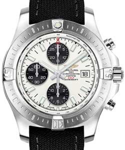 Colt Chronograph 44mm Automatic in Steel on Black Canvas Strap with Stratus Silver Dial - Black Subdials