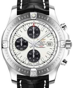 Colt Chronograph 44mm Automatic in Steel on Black Crocodile Leather Strap with Stratus Silver Dial -Black Subdial