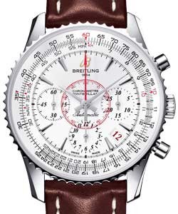 Montbrillant 01 40mm in Steel - Limited Edition on Brown Leather Strap with Silver Dial