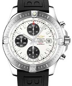 Colt Chronograph 44mm Automatic in Steel on Black Rubber Strap with Stratus Silver Dial - Black Subdials