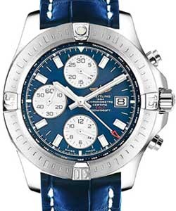 Colt Chronograph 44mm Automatic in Steel on Blue Crocodile Leather Strap with Mariner Blue Dial - Silver Subdials