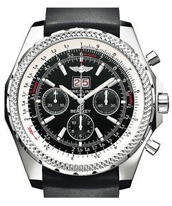 Bentley 6.75 48mm Automatic in Steel on Black Rubber Strap with Black Dial