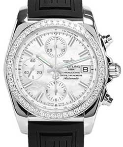 Chronomat Diver Pro III 38mm in Steel with Diamond Bezel on Black Diver Pro III Strap with Mother of Pearl Dial
