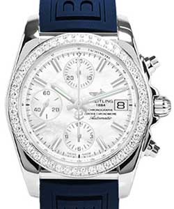 Chronomat Diver Pro III 38mm in Steel with Diamond Bezel on Blue Diver Pro III Strap with Mother of Pearl Dial