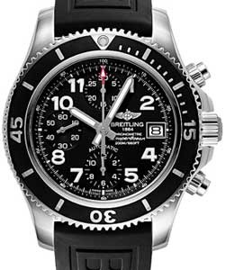 Superocean Chronograph  42mm Automatic in Steel on Black Diver Pro III Strap with Volcano Black Dial