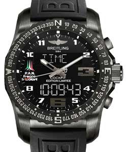 Professional Cockpit B50 Night Mission 46mm in Black Titanium on Black Rubber Strap with Black Dial