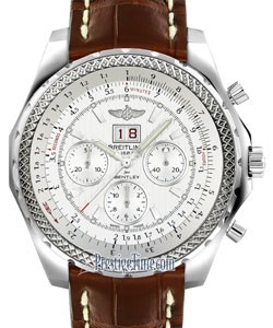 Bentley 6.75 Speed Chronograph in Steel on Brown Alligator Leather Strap with Silver Dial