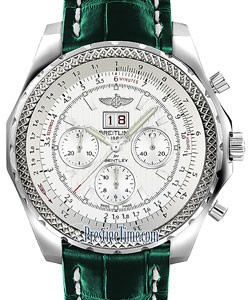 Bentley 6.75 Speed Chronograph in Steel on Green Alligator Leather Strap with Silver Dial