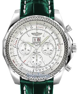 Bentley 6.75 Speed Chronograph in Steel on Green Alligator Leather Strap with Silver Dial