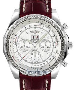 Bentley 6.75 Speed Chronograph in Steel on Burgundy Alligator Leather Strap with Silver Dial