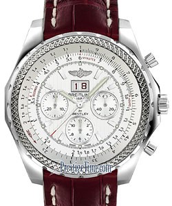 Bentley 6.75 Speed Chronograph in Steel on Burgundy Alligator Leather Strap with Silver Dial