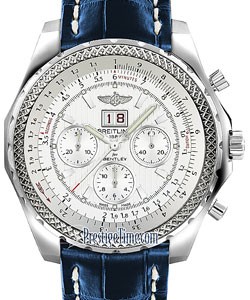 Bentley 6.75 Speed Chronograph in Steel on Blue Alligator Leather Strap with Silver Dial