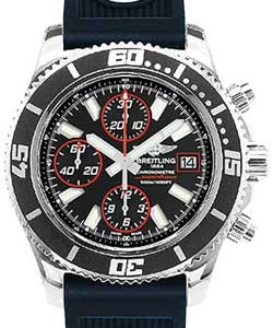 Superocean Abyss Chronograph II 44mm in Steel on Blue Ocean Racer Strap with Black and Abyss Red Dial