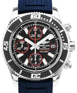 Superocean Chronographe II Abyss 44mm in Steel on Blue Diver Pro III Strap with Black and Abyss Red Dial