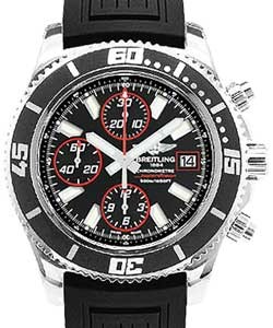 Superocean Chronographe II Abyss 44mm in Steel on Black Diver Pro III Strap with Black and Abyss Red Dial