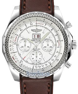 Bentley 6.75 Speed Chronograph in Steel on Brown Bentley Calfskin Leather Strap with Silver Dial