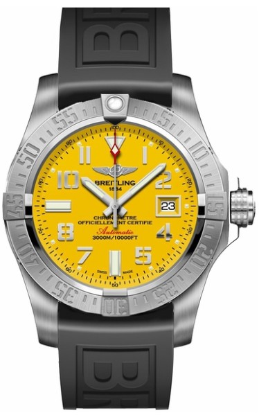 Avenger II Seawolf in Steel On Black Rubber Strap with Yellow Dial