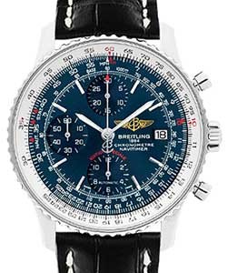 Navitimer Heritage Chronogaph in Steel on Black Alligator Leather Strap with Blue Dial