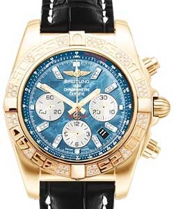 Chronomat 44 in Rose Gold with Diamond Bezel on Black Crocodile Leather Strap with MOP Diamond Dial