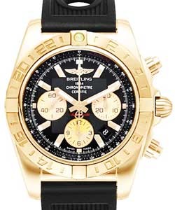 Chronomat 44 Chronograph in Rose Gold on Black Ocean Racer Rubber Strap with Onyx Black Dial - Gold Subdials