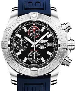 Avenger Chronograph 43mm in Steel on Blue Diver Pro III Strap with Volcano Black Dial