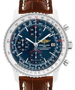 Navitimer Heritage Chronogaph in Steel - Special Edition on Gold Alligator Leather Strap with Blue Dial