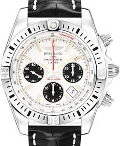 Chronomat 44 Airborne in Steel on Black Crocodile Leather Strap with Silver Dial - Black Subdials