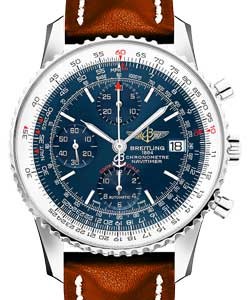 Navitimer Heritage Chronogaph in Steel - Special Edition on Brown Calfskin Leather Strap with Blue Dial