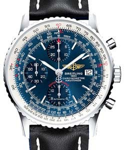 Navitimer Heritage Chronogaph in Steel - Special Edition on Black Calfskin Leather Strap with Blue Dial