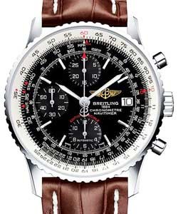 Navitimer Heritage 42mm in Steel on Brown Alligator Leather Strap with Black Dial