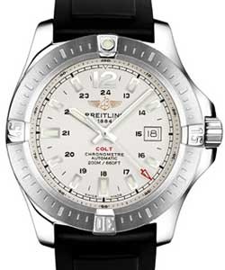 Colt 44mm Automatic in Steel On Black Rubber Strap with Silver Index Dial