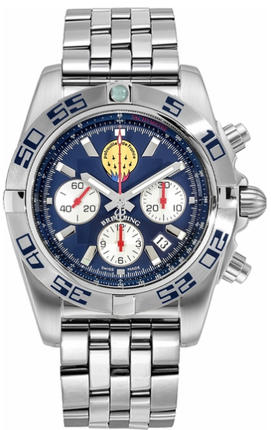 Chronomat 44 GMT Patrouille de France in Steel on Steel Bracelet with Metallica Blue Dial - Limited Edition of 600 Pieces