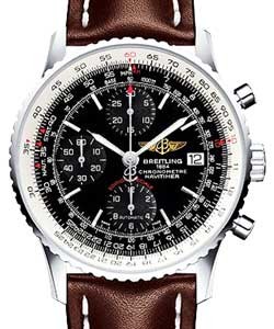 Navitimer Heritage 42mm in Steel on Brown Calfskin Leather Strap with Black Dial