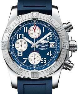 Avenger II Chronograph 43mm in Steel on Blue Rubber Strap with Blue Arabic Dial