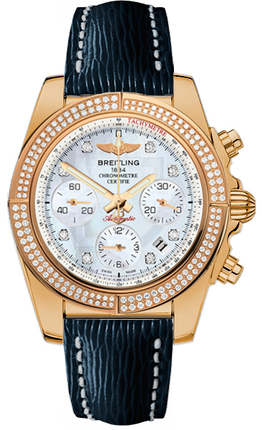 Breitling Chronomat 41 Automatic Chronograph in Rose Gold with Diamond Bezel