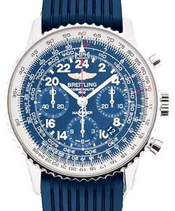 Navitimer Cosmonaute Chronograph in Steel - Special Edition on Blue Rubber Strap with Blue Dial