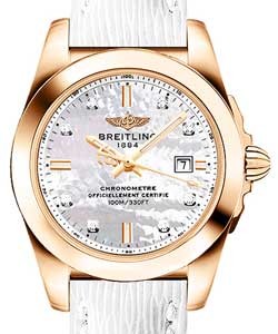 Galatic 29mm in Rose Gold on White Sahara Leather Strap with White MOP Diamond Dial
