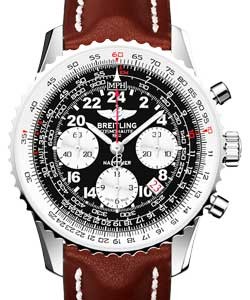 Navitimer Cosmonaute Chronograph in Steel - Limited Edition on Brown Calfskin Leather Strap with Black Dial